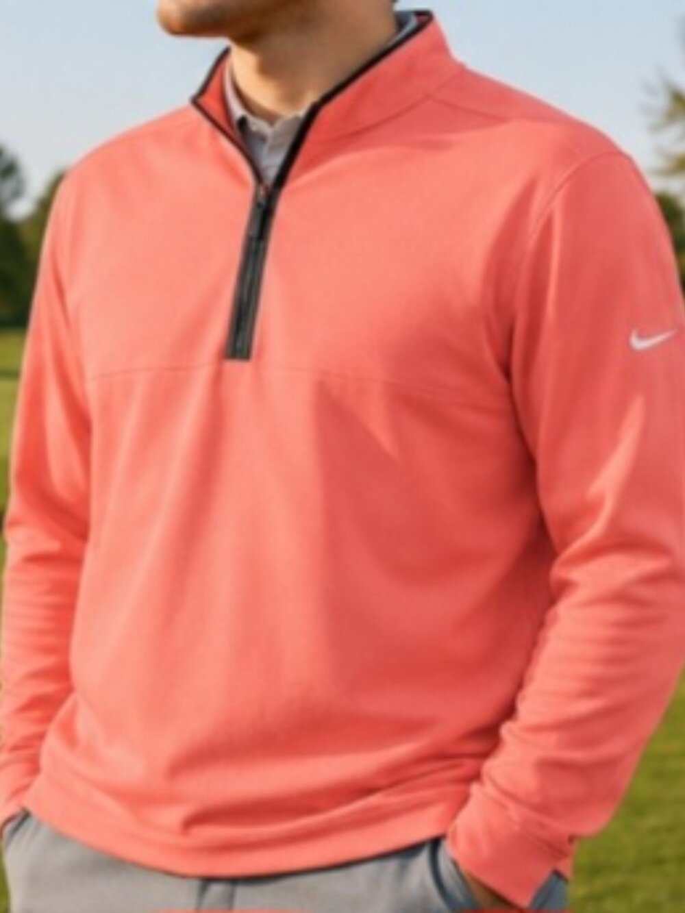 NIKE GOLF MEN'S 1/4 ZIP PULLOVER - XXL - SALMON